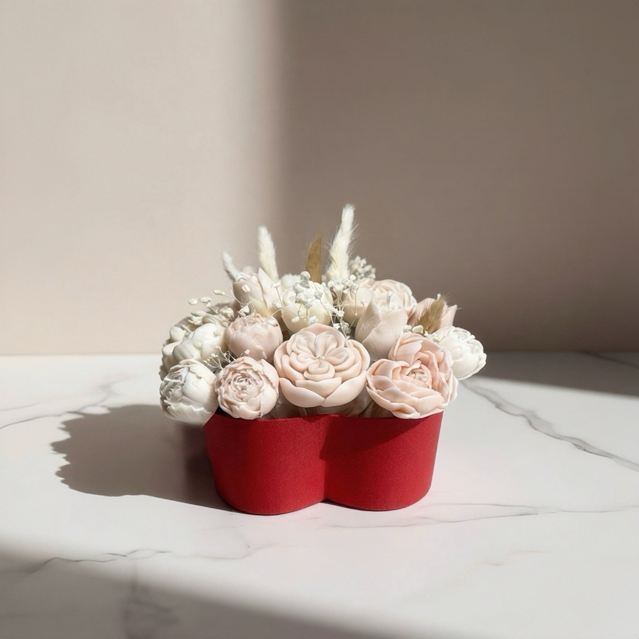 Heart-Shaped Candle Bouquet – Rose Scent